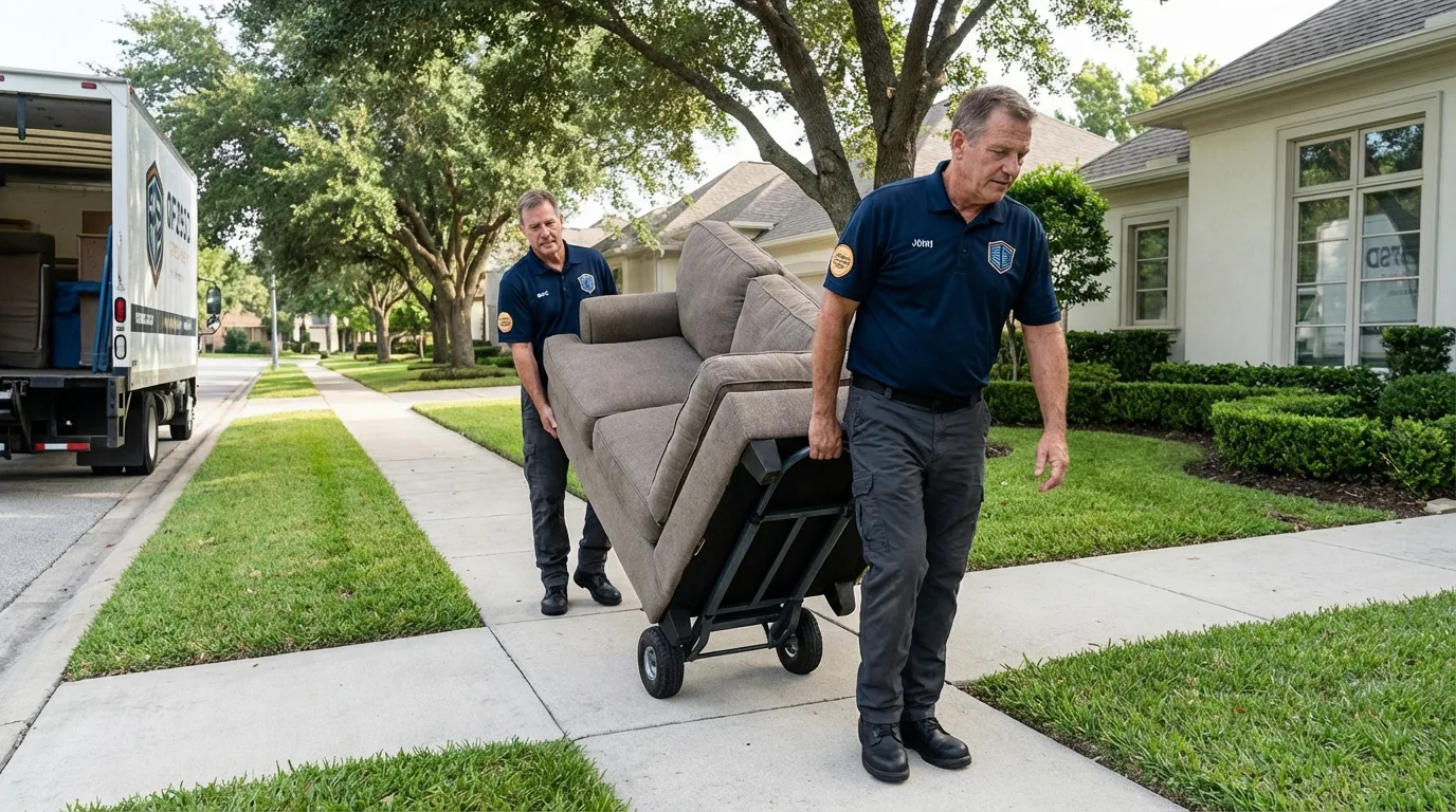 Local residential moving crew loading furniture in Port Washington, WI